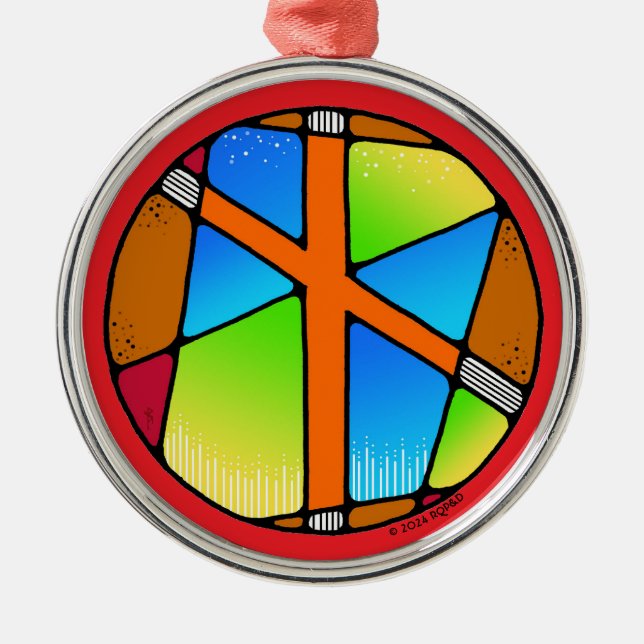 Ornamento De Metal Art Nouveau Naudhiz Rune of Overcoming (Frente)