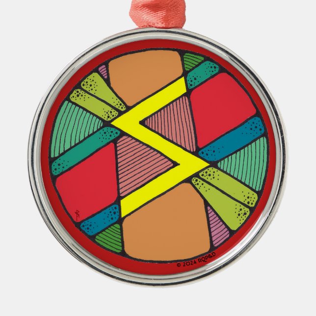 Ornamento De Metal Art Nouveau Sowilo Rune of Success (Frente)