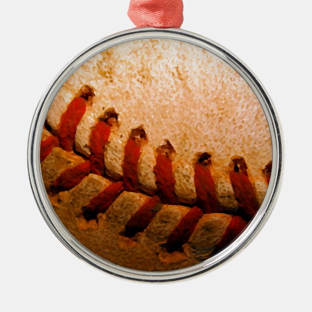 Ornamento De Metal Arte Baseball (Frente)