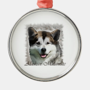 Ornamento De Metal Arte de Cão Malamute no Alasca