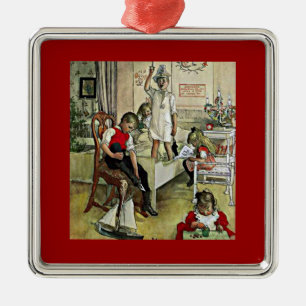 Ornamento De Metal Arte de Carl Larsson: Manhã de Natal,