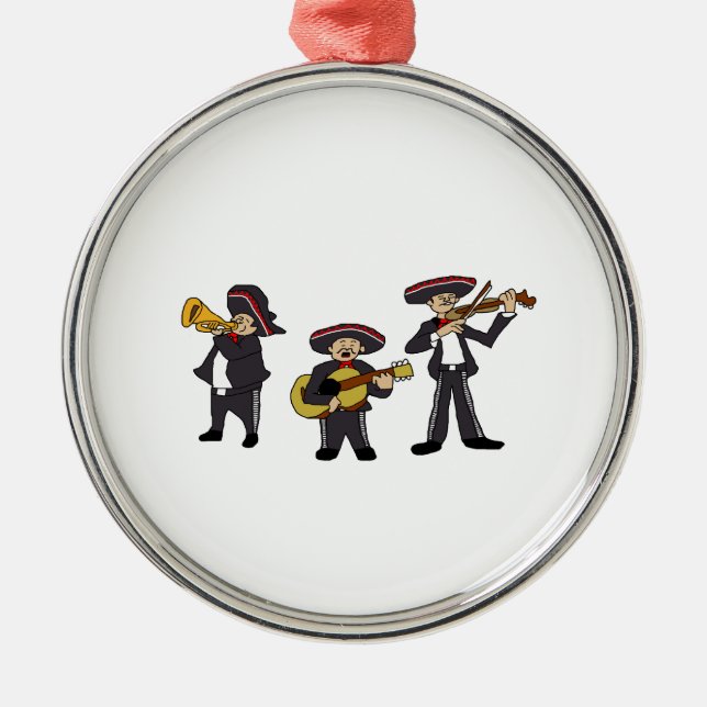 Ornamento De Metal Arte de Cartoon Musical Mariachi Banda Fiesta (Frente)