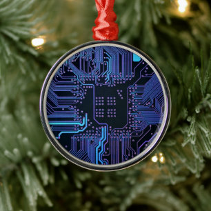 Ornamento De Metal Arte de Padrão de Trilha de Placa de Circuito PCB 