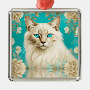 Ornamento De Metal Arte de retrato siamês Blue Lynx Point