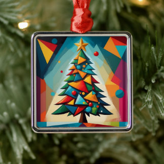 Ornamento De Metal Arte Deco Triângulo Geométrico de Árvore de Natal
