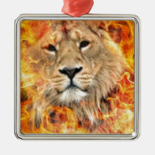 Ornamento De Metal Arte Digital Lion Fire