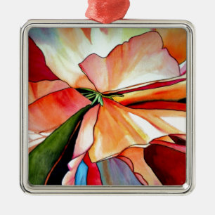 Ornamento De Metal Arte do original do watercolour da flor da begóni