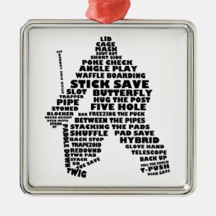 Ornamento De Metal Arte do texto do Goalie do hóquei