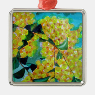 Ornamento De Metal Arte floral australiana original de Wattle