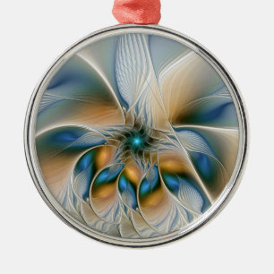 Ornamento De Metal Arte Fractal, Abstrato Fantasia, Com Azul