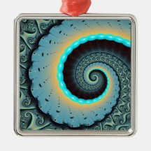 Arte Fractal Espiral Azul Turquesa Laranja Abstrat