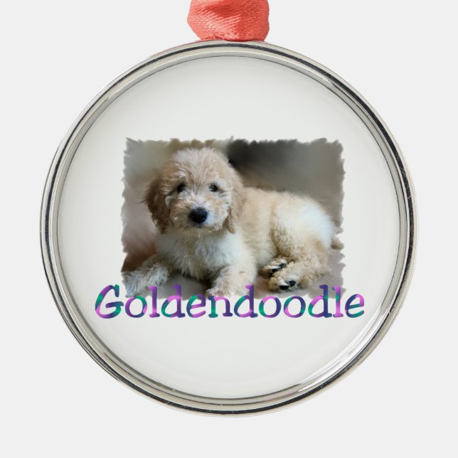 Ornamento De Metal Arte Goldendoodle (Frente)