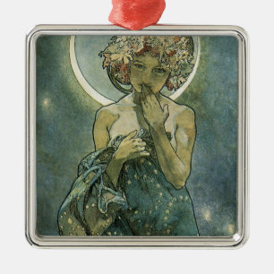 Ornamento De Metal Arte Nova Deslumbrante Mulher de Alphonse Mucha #1
