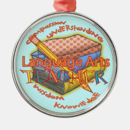 Ornamento De Metal Artes Linguísticas Ensino redondo deluxe do Profes