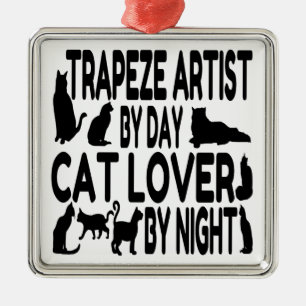 Ornamento De Metal Artista da Trapeze do Cat Lover