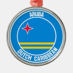 Ornamento De Metal Aruba Round Emblem