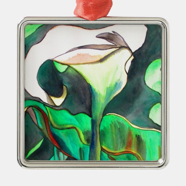 Ornamento De Metal Arum Lily — pintura original de aquarela (Frente)