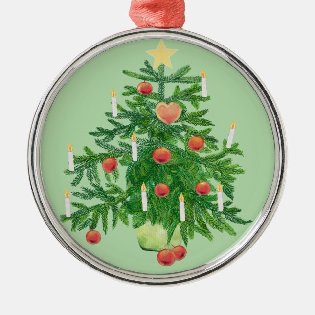 Ornamento De Metal Árvore de Natal Antiga com uma Estrela (Frente)