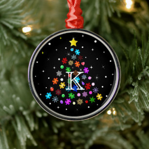 Ornamento De Metal Árvore de Natal Autism Snowflake
