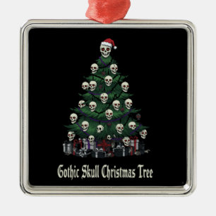 Ornamento De Metal Árvore de Natal com Caveira Gótica Assustador Al