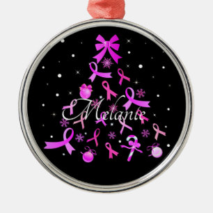 Ornamento De Metal Árvore de Natal de Fita Rosa