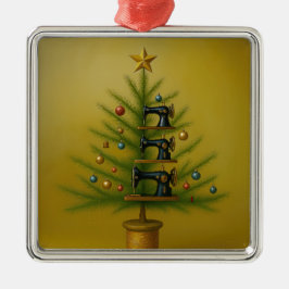 Ornamento De Metal Árvore de Natal de máquina de costura Feliz Natal 