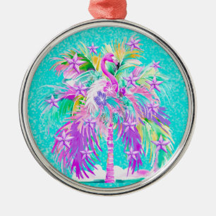 Ornamento De Metal Árvore de Natal de Palma Tropical Personalizada Fl