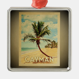 Ornamento De Metal Árvore de Palma de Viagens vintage das Ilhas Cayma