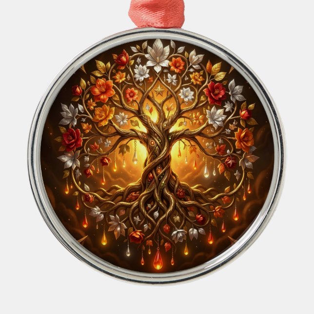 Ornamento De Metal Árvore Enluarada de Eternidade Embrenhada (Frente)