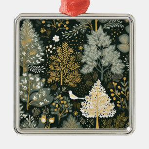 Ornamento De Metal Árvores de Natal Boho Vintage Branco Verde Dourado