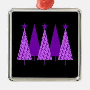Ornamento De Metal Árvores de Natal - fita roxa Crohns & colite