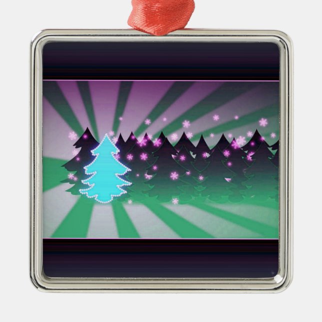 Ornamento De Metal Árvores de Natal Matizes de Verde (Frente)