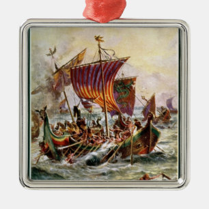 Ornamento De Metal As galeras de Alfred que atacam o dragão de Viking