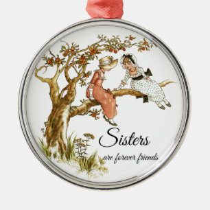 Ornamento De Metal As irmãs são para sempre amigos duas meninas do