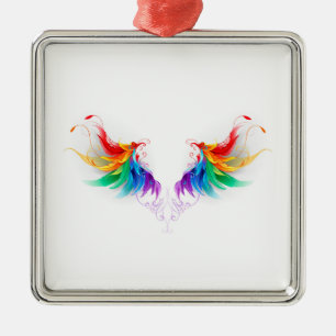 Ornamento De Metal Asas Fluffy Rainbow