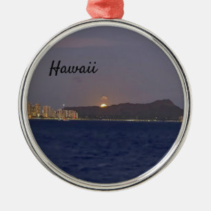 Ornamento De Metal Ascensão de Lua de Cruzeiro Sunset Hawaii Supermoo