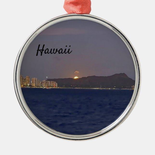 Ornamento De Metal Ascensão de Lua de Cruzeiro Sunset Hawaii Supermoo (Frente)
