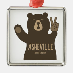 Ornamento De Metal Asheville North Carolina Peace Bear