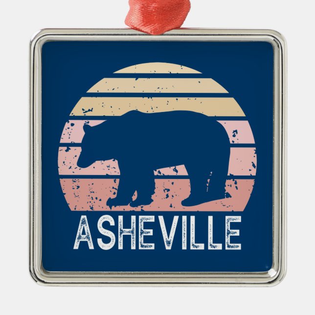 Ornamento De Metal Asheville North Carolina Retro Bear (Frente)