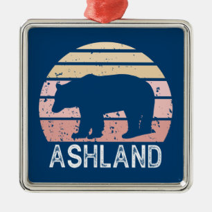 Ornamento De Metal Ashland Oregon Retro Bear