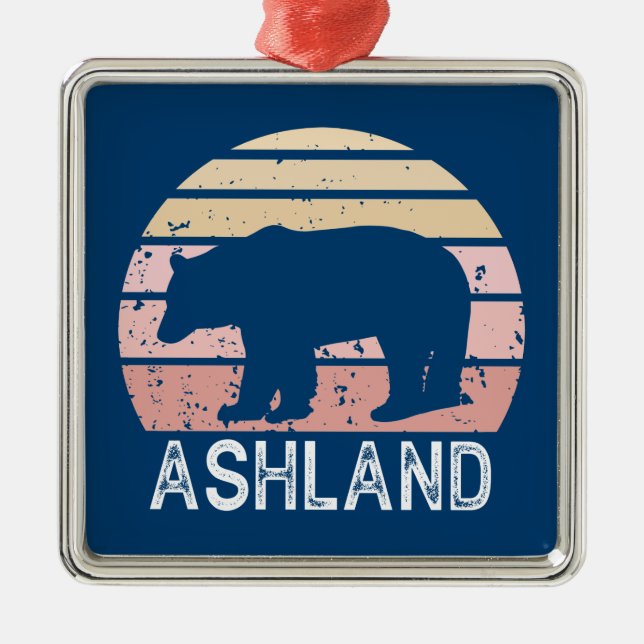 Ornamento De Metal Ashland Oregon Retro Bear (Frente)