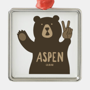 Ornamento De Metal Aspen Colorado Peace Bear