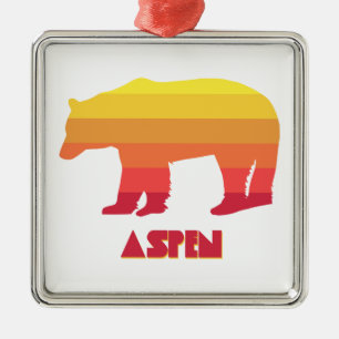 Ornamento De Metal Aspen Colorado Rainbow Bear
