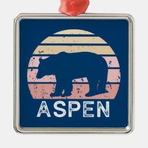 Ornamento De Metal Aspen Colorado Retro Bear