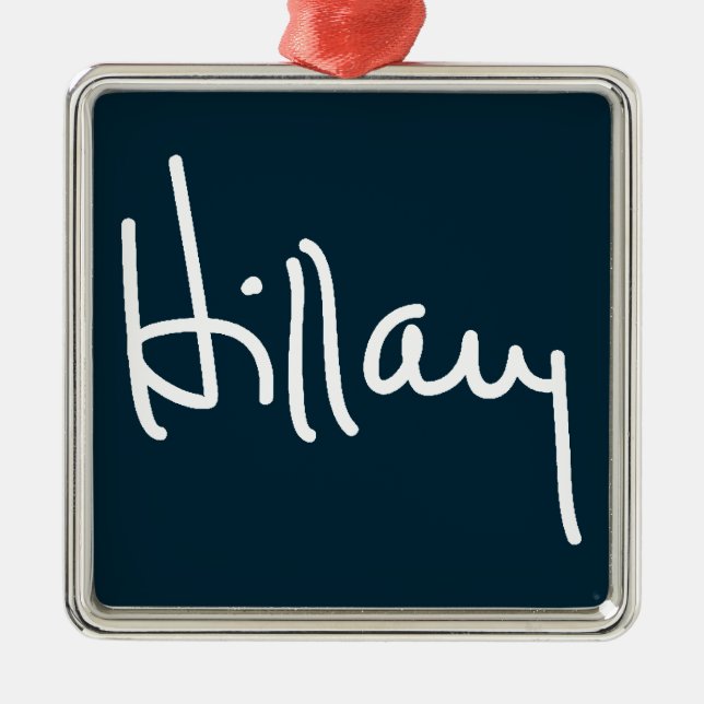 Ornamento De Metal Assinatura de Hillary (Frente)