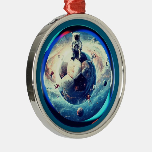 Ornamento De Metal Astronauta de Futebol Espacial (Direito )