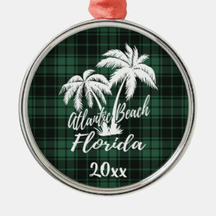 Ornamento De Metal Atlantic Beach Palm Tree Green Xadrez