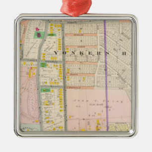 Ornamento De Metal Atlas do mapa de Yonkers NY