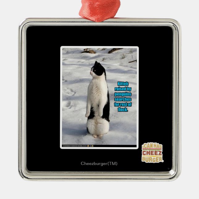 Ornamento De Metal Aumentado por pinguins (Frente)