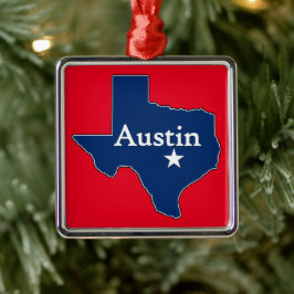 Ornamento De Metal Austin Texas Lone Star State Map Texan Christmas